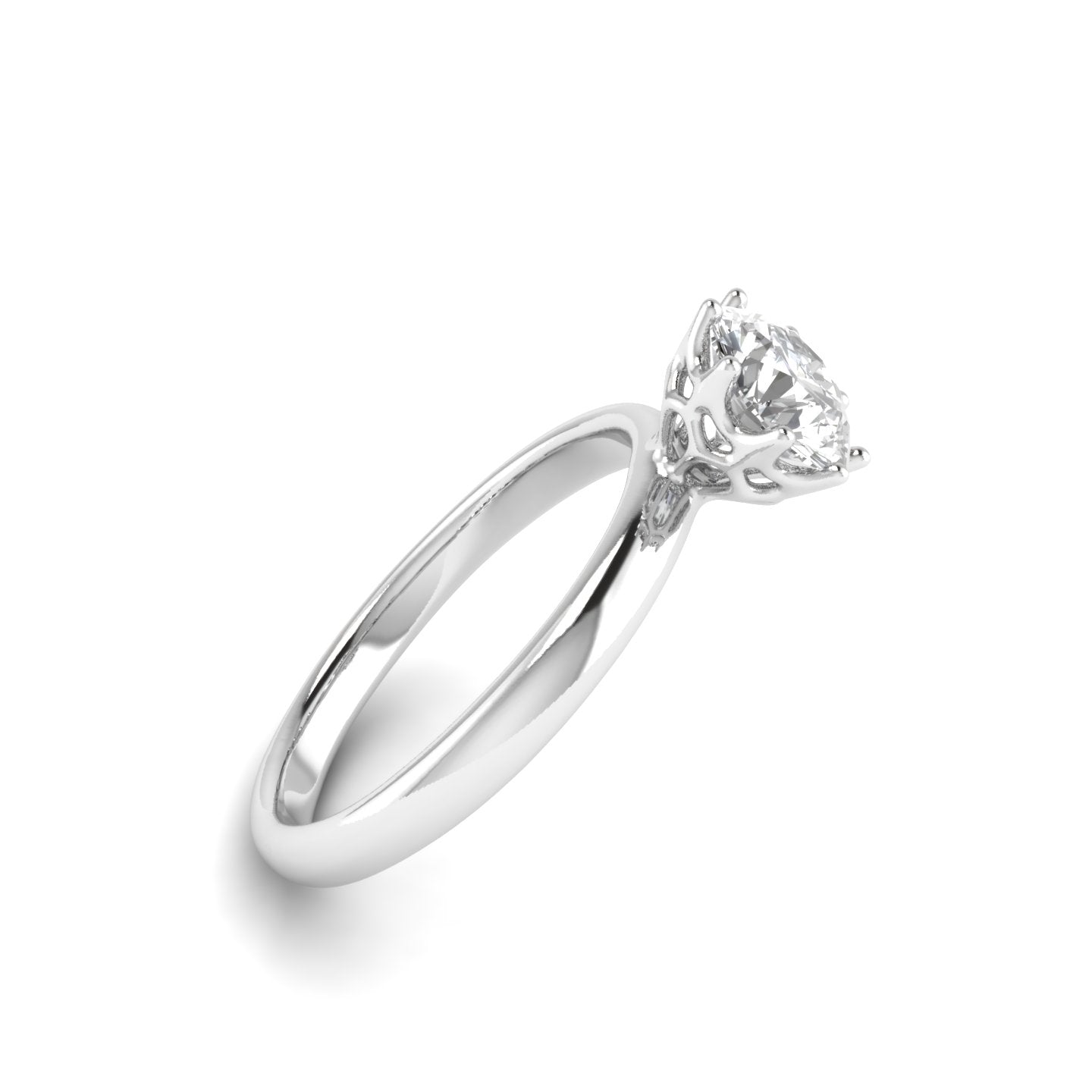 White Gold Studded 1 Carat Lab Grown Diamond Ring-F Color VVS2 Clarity.